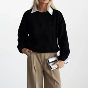 Sweater With Crew Neck And Regular Fit - Brand: Black Fashion - Women & Kids, Baby Clothes Wholesale - TheBS Women