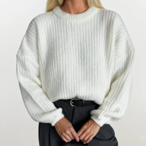 Sweater Oversized Fit Long Sleeve Round Neck - Brand: Black Fashion - Women & Kids, Baby Clothes Wholesale - TheBS Women