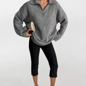 Oversized Fit Sweater With Notched Neck - Brand: Black Fashion - Women & Kids, Baby Clothes Wholesale - TheBS Women