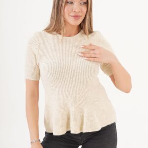 Beige Slim Fit Casual Elegant Sweater - Brand: Lustrin - Women & Kids, Baby Clothes Wholesale - TheBS Women