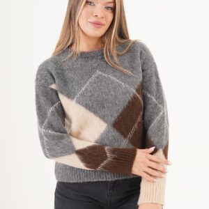 Grey Checkered Casual Sweater - Brand: Lustrin - Women & Kids, Baby Clothes Wholesale - TheBS Women