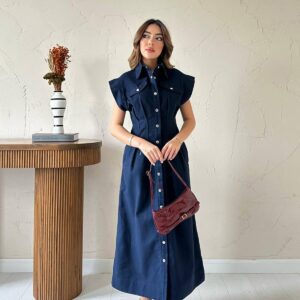 Midi Shirt Dress With Cap Sleeves - Brand: Elisa - Women & Kids, Baby Clothes Wholesale - TheBS Women