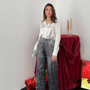 Silver Elegant Palazzo Pants - Brand: Elisa - Women & Kids, Baby Clothes Wholesale - TheBS Women