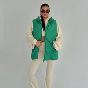 Green Oversized Long Zip-Up Vest - Brand: EYYO ATELIER - Women & Kids, Baby Clothes Wholesale - TheBS Women