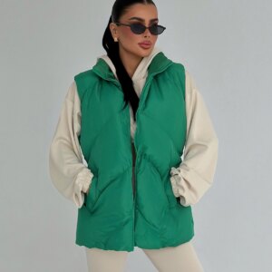 Green Oversized Long Zip-Up Vest - Brand: EYYO ATELIER - Women & Kids, Baby Clothes Wholesale - TheBS Women