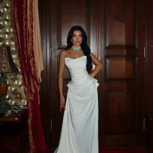 Elegant White Blazer Dress With Sweetheart Neck - Brand: EYYO ATELIER - Women & Kids, Baby Clothes Wholesale - TheBS Women