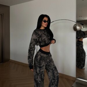 Marble Tracksuit With Palazzo Wide Leg Pants - Brand: EYYO ATELIER - Women & Kids, Baby Clothes Wholesale - TheBS Women