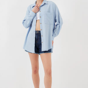 Oversize Linen Shirt - Blue - Brand: Bigdart - Women & Kids, Baby Clothes Wholesale - TheBS Women