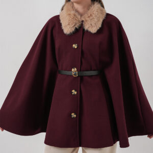 Cashmere Poncho With Belt 9165 - Burgundy - Brand: Bigdart - Women & Kids, Baby Clothes Wholesale - TheBS Women