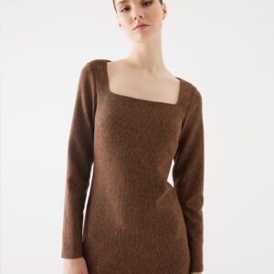 Knitwear Square Neck Cinnamon Dress - Brand: Juste - Women & Kids, Baby Clothes Wholesale - TheBS Women
