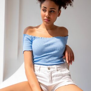 Knitted Carmen Collar Crop Blouse - Brand: la & vetta - Women & Kids, Baby Clothes Wholesale - TheBS Women