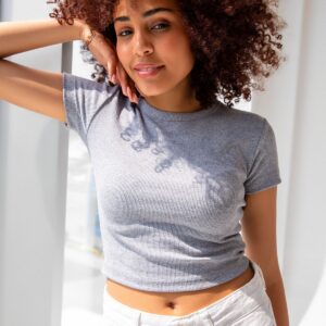 Ribbed Crew Neck Basic T-shirt - Brand: la & vetta - Women & Kids, Baby Clothes Wholesale - TheBS Women