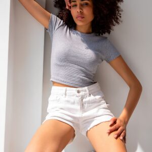 Ribbed Crew Neck Basic T-shirt - Brand: la & vetta - Women & Kids, Baby Clothes Wholesale - TheBS Women