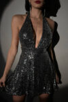 Halter Neck Sequin Dress - Gray - Brand: Mode Roy - Women & Kids, Baby Clothes Wholesale - TheBS Women