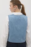 Tassel Detailed Front Buttoned Denim Vest Stone Wash – Blue – Brand: Levure – Women & Kids, Baby Clothes Wholesale – TheBS Women