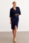 Elastic Waist Belt Dress Navy Blue - Brand: Levure - Women & Kids, Baby Clothes Wholesale - TheBS Women