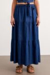 Belted Long Denim Skirt Rins Wash – Blue – Brand: Levure – Women & Kids, Baby Clothes Wholesale – TheBS Women