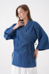 Blue Kimono With V-Neck And 3/4 Straight Sleeves - Brand: First Angels - Women & Kids, Baby Clothes Wholesale - TheBS Women