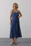 Blue Slip Dress With Square Neck For Work And Party - Brand: Reyon - Women & Kids, Baby Clothes Wholesale - TheBS Women