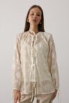Beige Elegant Tie Closure Shirt - Brand: Reyon - Women & Kids, Baby Clothes Wholesale - TheBS Women