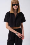Casual Buttoned Crop Shirt - Brand: Black Fashion - Women & Kids, Baby Clothes Wholesale - TheBS Women