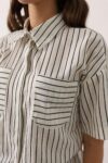 White Casual Striped Polo Neck Shirt – Brand: Reyon – Women & Kids, Baby Clothes Wholesale – TheBS Women