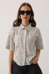 White Casual Striped Polo Neck Shirt – Brand: Reyon – Women & Kids, Baby Clothes Wholesale – TheBS Women