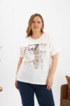 White Casual Tshirt With Letter Print - Plus Size - Brand: RMG - Women & Kids, Baby Clothes Wholesale - TheBS Women