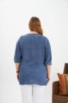 Blue Casual Plus Size Blouse With Grandad Neck – Brand: RMG – Women & Kids, Baby Clothes Wholesale – TheBS Women