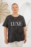 Black Casual Plus Size Letter Print Tshirt - Brand: RMG - Women & Kids, Baby Clothes Wholesale - TheBS Women