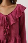 Fuchsia Striped V-Neck Blouse With Long Straight Sleeves – Brand: Reyon – Women & Kids, Baby Clothes Wholesale – TheBS Women