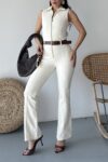 Beige Tailored Slim Fit Jumpsuit With Cap Sleeves – Brand: XLove – Women & Kids, Baby Clothes Wholesale – TheBS Women