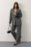 Grey Palazzo Pants With Wide Leg And Buttoned Closure – Brand: Reyon – Women & Kids, Baby Clothes Wholesale – TheBS Women