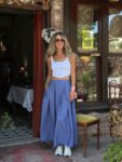 Blue Pleated Maxi Skirt With Slant Pockets - Brand: Cream Rouge - Women & Kids, Baby Clothes Wholesale - TheBS Women