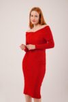 ElegantOff Shoulder Neck Bodycon Dress – Brand: Lustrin – Women & Kids, Baby Clothes Wholesale – TheBS Women