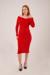 ElegantOff Shoulder Neck Bodycon Dress – Brand: Lustrin – Women & Kids, Baby Clothes Wholesale – TheBS Women