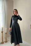 Black Elegant Modest Fit And Flare Floor-Length Dress – Brand: Elisa – Women & Kids, Baby Clothes Wholesale – TheBS Women