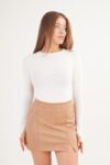 Beige Pencil Mini Skirt With High Waist - Brand: Lustrin - Women & Kids, Baby Clothes Wholesale - TheBS Women