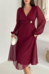 Elegant Wrap Dress With V-Neck - Brand: Mode Roy - Women & Kids, Baby Clothes Wholesale - TheBS Women