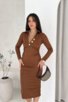 Brown Elegant Sexy Formal Sheath Dress – Brand: Mode Roy – Women & Kids, Baby Clothes Wholesale – TheBS Women