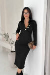 ElegantSheath Dress With Plunging Neck - Brand: Mode Roy - Women & Kids, Baby Clothes Wholesale - TheBS Women