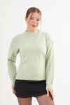 Green Sweater With High Neck And Long Sleeves - Brand: Lustrin - Women & Kids, Baby Clothes Wholesale - TheBS Women