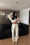 Beige Oversized Fit Tracksuit With Kangaroo Pocket – Brand: EYYO ATELIER – Women & Kids, Baby Clothes Wholesale – TheBS Women
