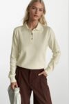 Beige Blouse With Polo Neck And Long Sleeves - Brand: Black Fashion - Women & Kids, Baby Clothes Wholesale - TheBS Women