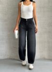 Black High Waist Mom Jeans With Buttoned Closure – Brand: My Jest Fashion – Women & Kids, Baby Clothes Wholesale – TheBS Women