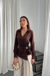Elegant Formal Blouse With Plunging Neck - Brand: Elisa - Women & Kids, Baby Clothes Wholesale - TheBS Women