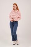 White Striped Crop Sweatshirt With Notched Neck – Brand: Lustrin – Women & Kids, Baby Clothes Wholesale – TheBS Women