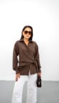 Brown Casual Elegant Shirt - Brand: STEPS - Women & Kids, Baby Clothes Wholesale - TheBS Women