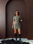 Khaki Shift Dress With Short Sleeves And Round Neck – Brand: Topshow – Women & Kids, Baby Clothes Wholesale – TheBS Women