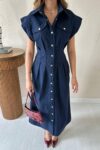 Midi Shirt Dress With Cap Sleeves – Brand: Elisa – Women & Kids, Baby Clothes Wholesale – TheBS Women